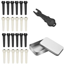 YANAJIAJIA 25 Piece Guitar Bridge Pins Set Includes 12 White and 12 Black Acoustic Guitar Pegs with 1 Bridge Pin Puller Remover Tool Universal Replac