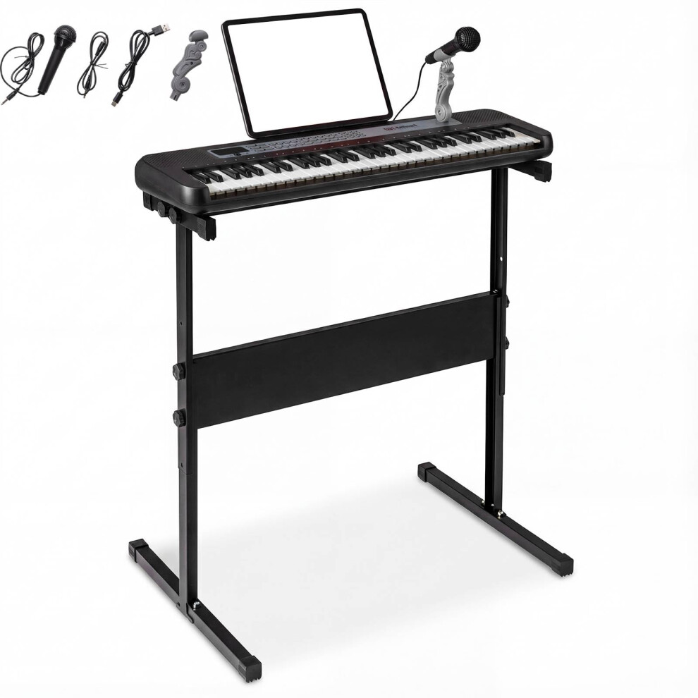 Gymax 61 Keys Digital Piano, Portable Electronic Keyboard With Adjustable Stand, Music Stand And Microphone, Beginners Keyboard Piano Set For Kids (B