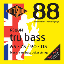 Rotosound RS88M Black Nylon Standard Gauge Flatwound Medium Scale (65 75 90 115)