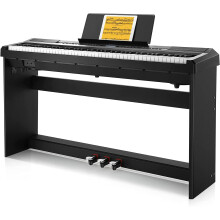 Donner Digital Piano Keyboard Weighted 88 Keys with Piano Stand, Beginner Home Electric Piano with Furniture Stand and Triple Pedal, DEP-20 Real Pian