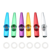 DRELD 6Pcs Metal Kazoos with 10 Flute Membranes - Durable Musical Instruments for Beginners, Ideal for Guitar, Ukulele, Piano & Band Play