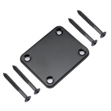 Musiin Electric guitar bass neck plate Strat Tele Style reinforcement plate body connection with screws square metal (Black)