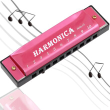1Pcs Pink Harmonic Kids for Beginners and Children, 10 Hole Mini Harmonicas Suit to Folk or Jazz, Mouth Organ, Pink Harmonica Easter Gift to Music Lo