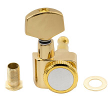 Musiclily Pro Single 16:1 Ratio 2-Pin Full Sealed Locking Machine Head Bass Side Tuner Tuning Peg Key with Hex Button for Fender Strat Tele Style Ele