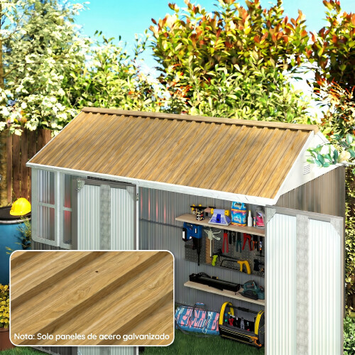 Outsunny Paneles Acero Galvanizado Marrón 129 x 45 cm 1