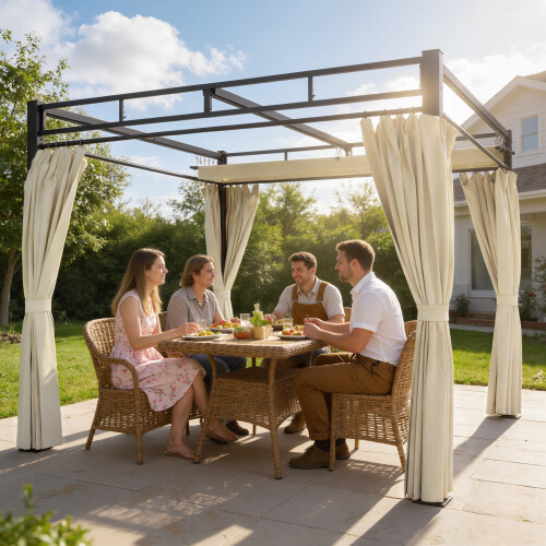 Outsunny Pérgola Beige 295 x 295 x 221 cm 1