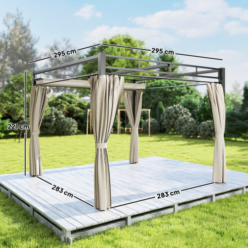 Outsunny Pérgola Beige 295 x 295 x 221 cm 2