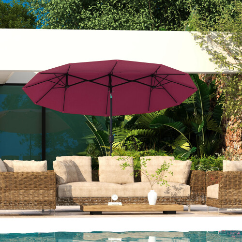 Outsunny Sombrilla Doble Rojo 295 x 152 x 222 cm 1