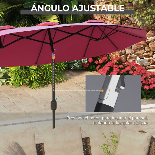 Outsunny Sombrilla Doble Rojo 295 x 152 x 222 cm 1