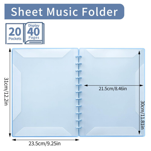 DONGLI A4 Sheet Music Folder with 20 Pockets(Blue) 1