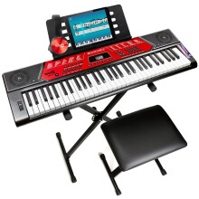 RockJam 61 Key Keyboard Piano Kit with Pitch Bend, Stand, Bench, Headphones & Lessons