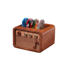 CoolGift Mart Guitar Accessories, Sapele Wood Electric Guitar Amp Shaped Guitar Pick Holder, Gift for Guitar Players Guitarists for Picks Storage and