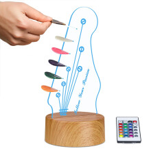 Light Up Guitar Pick Holder, Acrylic 3D Led Guitar Pick Lamp 16-Color Guitar Night Light Pick Storage Rack,For Picks Storage And Display,A Christmas