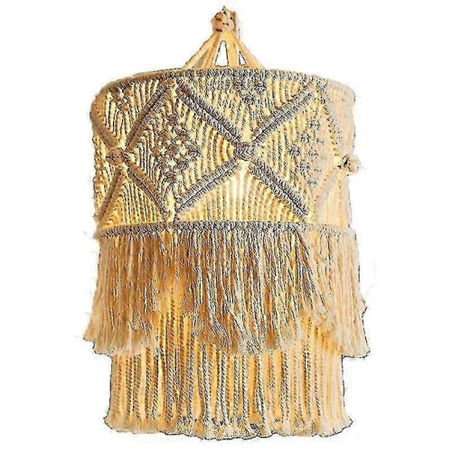 2x Handwoven Macrame Wall Tapestry Lampshade Boho Handcrafted Tassel Decor Background Headboard 2