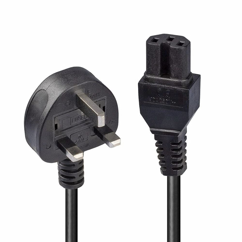 Photos - Cable (video, audio, USB) Lindy 2m UK Mains 3 Pin Plug to IEC C15 Power Cable Hot Conditioned Kettle Lead, Black 