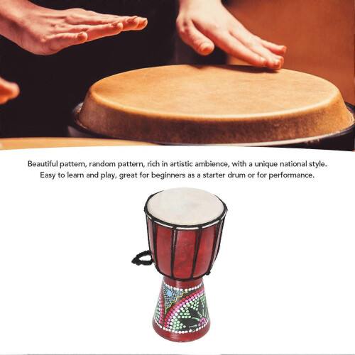 4 Inch Red Hand-Painted Beginner Djembe - Classic African Style Drum 2