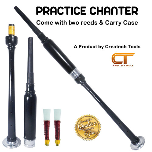 Scottish Highland BagPipe Practice Chanter, Carrying Case & Reeds by Createch Tools (Black) 1