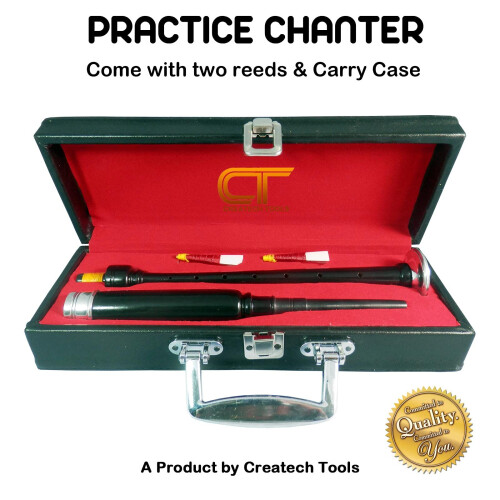Scottish Highland BagPipe Practice Chanter, Carrying Case & Reeds by Createch Tools (Black) 2
