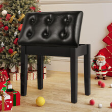 MAMIZO Piano Stool, Piano Bench with Large Storage, Dressing Table Stool, PU Leather Padded Cushion Wooden Keyboard Seat for Vanity, Bedroom, Living
