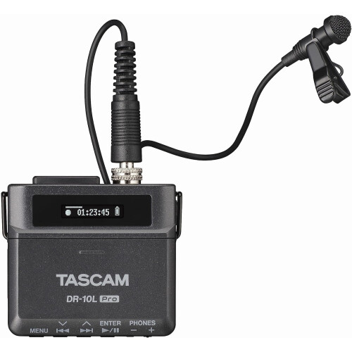Tascam TASCAM DR-10L Pro – Micro-Linear 32-Bit float Recorder with Lavalier-Microphone and optional Bluetooth Adaptor for remote control and syncronisation