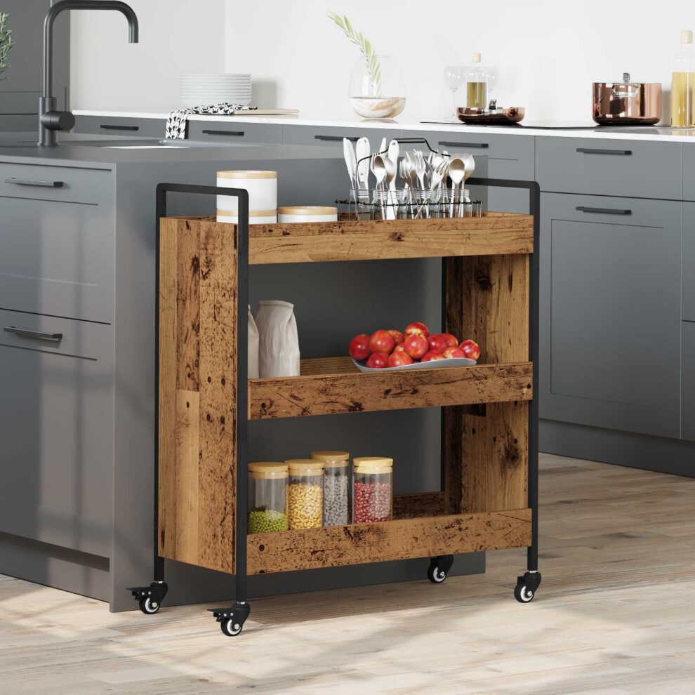 Vidaxl Kitchen Trolley Old Wood 70 X 30 X 82 Cm Engineered Wood