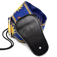 BestSounds Guitar Strap Genuine Leather Ends & Sun Jacquard Weave Style Strap For Bass, Electric & Acoustic Guitars (Apollo Blue)