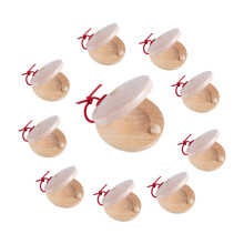 10pcs Wooden Castanets, 2.17in Wooden Finger Castanets Hand Clapper Finger Percussion Rhythm Instrument for Musical Education Fun (Wood Color)