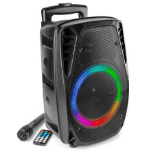 Fenton FT8LED-MK2 Portable PA Speaker System 8" with Bluetooth, Wired Microphone, Light Effect, Rechargeable Battery, Remote Control & AUX Input – 3