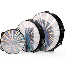 YOUEON 3 Pack Radiant Tambourine with Double Row Jingles, 15/20/25 cm Hand Held Drum, Reflective Tambourines for Adults, Musical Instrumen for Church