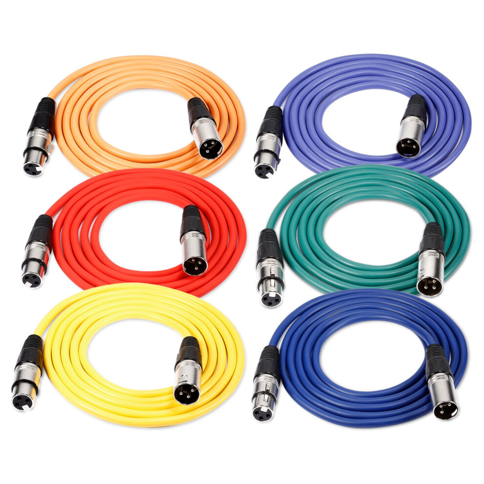 Photos - Cable (video, audio, USB) Neewer 6 Pack 3 feet/1m Mic Cable Cord, XLR Male to XLR Female Microphone Audio Colored Snake Cables (Purple/Red/Blue/Orange 