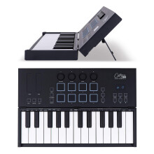 Folding MIDI Controller 25 - MIDI Over Bluetooth &USB Ultra-Portable Keyboard Controller - Built-In Battery for Professional Music Production - Compa