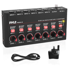 PYLE 6 Channel Audio Mixer with Bluetooth & USB – Compact Sound Mixer for Podcasting, Streaming, Karaoke, Gaming & Home Studio, Plug & Play Multi-So