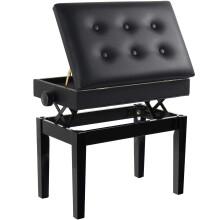 GRANDMA SHARK Piano Stool, Dressing Table Stool, Height Adjustable, Single Seat Keyboard Bench with Storage Compartment, Soft Faux Leather Padded Sea