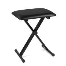 Flexzion Folding Piano Bench - Adjustable Keyboard Bench Seat with Padded Cushion, X-Style Piano Stool, Portable Music Chair with Anti-Slip Feet for