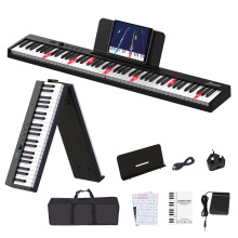 OYAYO 88 Key Folding Digital Piano Keyboard Lighted Keys Full Size Semi-Weighted Portable Keyboard Support MIDI, Foldable Keyboard Piano with piano s