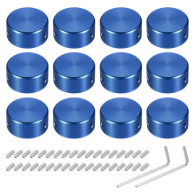 sourcing map 12 Pcs Footswitch Toppers Guitar Pedal Button Caps Metal Footswitch Top Cover 3/8" for Guitar Effects Pedal Buttons, Blue
