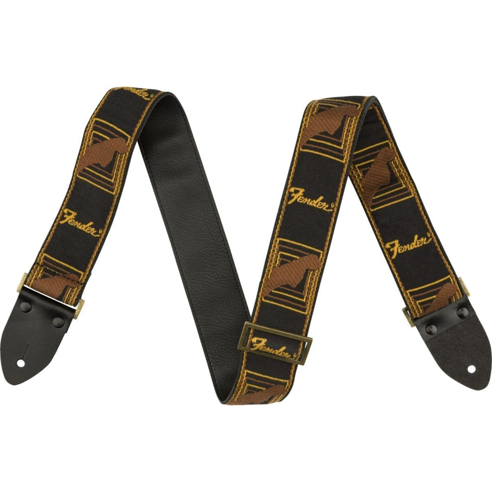 Photos - Guitar Strap Fender Legacy Vintage Monogram   - Black/Brown/Yellow. Suitable for Electric, Acoustic & Bass Guitar 