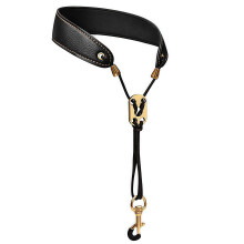 Musiin Saxophone Neck Strap Professional Saxophone Strap Leather Padded Soft Neck Strap for Baritone, Alto, Tenor, Soprano, Baritone(black)