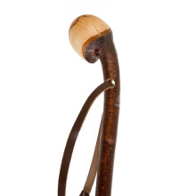 Blackthorn Knob Root Stick with Leather Strap and a Metal Alpine Ferrule