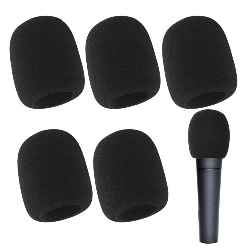 5 Pack Microphone Cover, pop filter, Black Handheld Mic Covers Microphone Windscreen Accessories, Microphones Filter Cover Replacement, Suitable for
