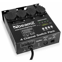 BeamZ 4-Channel DMX Switch Pack II - Lighting Controller with Built-In Programmes, Relay Switching, 3-Pin DMX Connector and 4 Shuko Sockets, Ideal fo