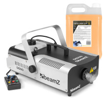 beamz S1500 1500W DJ Smoke Machine, DMX Fog Machine with 5L Fluid, 3-Min Heat-Up, Wired 3m Control, Large 2.5L Tank, Portable Mounting Bracket, Ideal