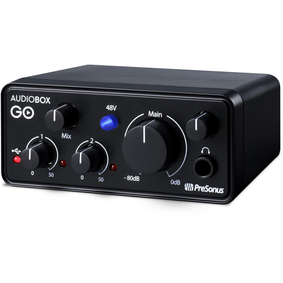 Presonus Audiobox Go, Usb-C Audio Interface, For Music Production, Streaming And Podcasting With 6 Months Of Fender Studio Pro Recording Software