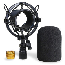 AT2020 Shock Mount with Pop Filter - Foam Windscreen with Microphone Mount Reduces Vibration Noise and Blocks Out Plosives for Audio Technica AT2020