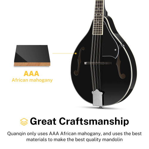 Donner Mandolin Instrument Black Mandolin Instrument Set for Beginner 1