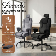 (Black) Levede Ergonomic Office Chair Suede Recline