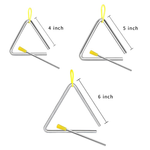 Musical Triangles, 3 Pack Hand Percussion Triangles with Strikers and Finger Hol 1
