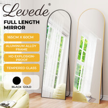 (Black) Levede 165x60cm Arched Full Length Floor Mirror