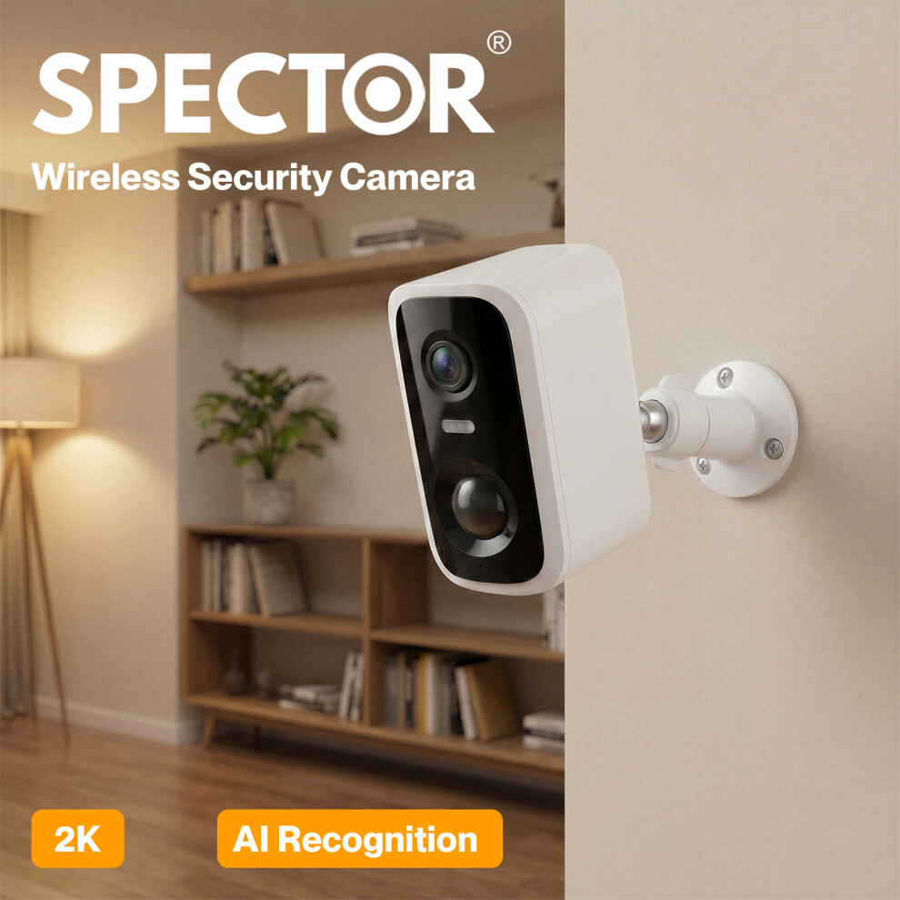Spector 2K Wireless Security Camera Solar Powered Wifi Ai Detection Outdoor Pir 9356877168659