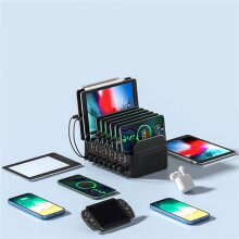 2X 150W 16-Port Universal USB Charger Multi-Device Charging Station with Tablet Stand for 15/14/13 Pro Max S24 US PLUG